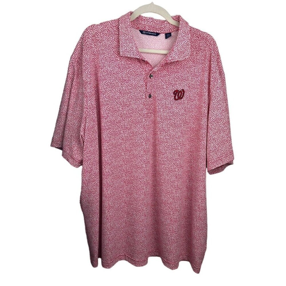 Cutter & Buck Washington Nationals Eco Pique Botanical Print Golf Polo Shirt 3XL